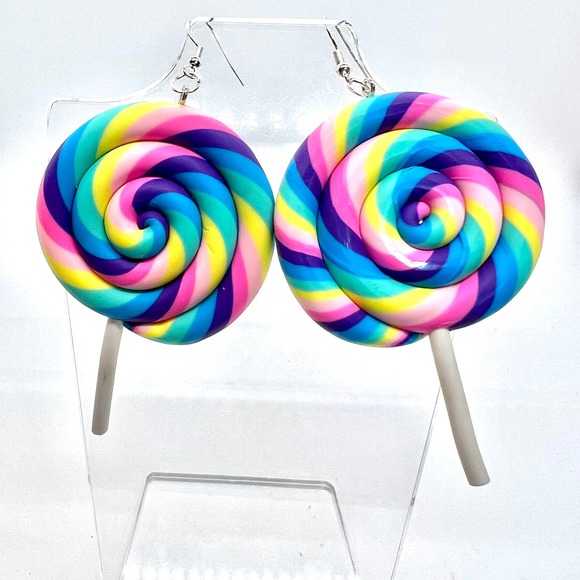 Large Lollipop Earrings - Oversized Earrings - Statement Earrings - Candy Earrin - Picture 1 of 8